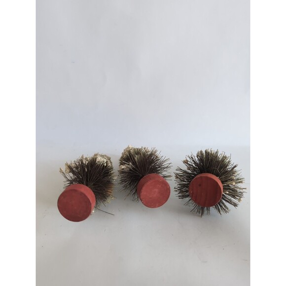 VINTAGE Bottle Brush Christmas Trees 3 Snow Flocked Village Putz 4" MCM - Picture 5 of 5